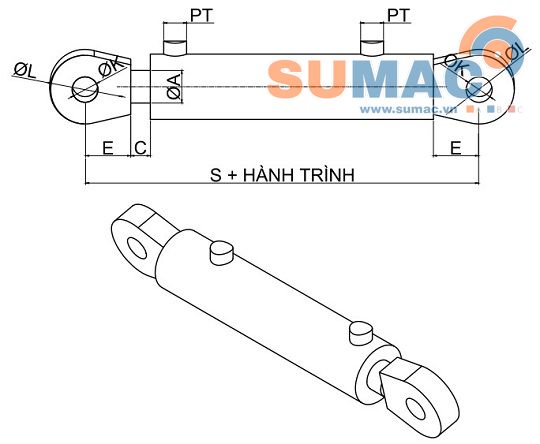 xi lanh thủy lực hai đầu bi trao