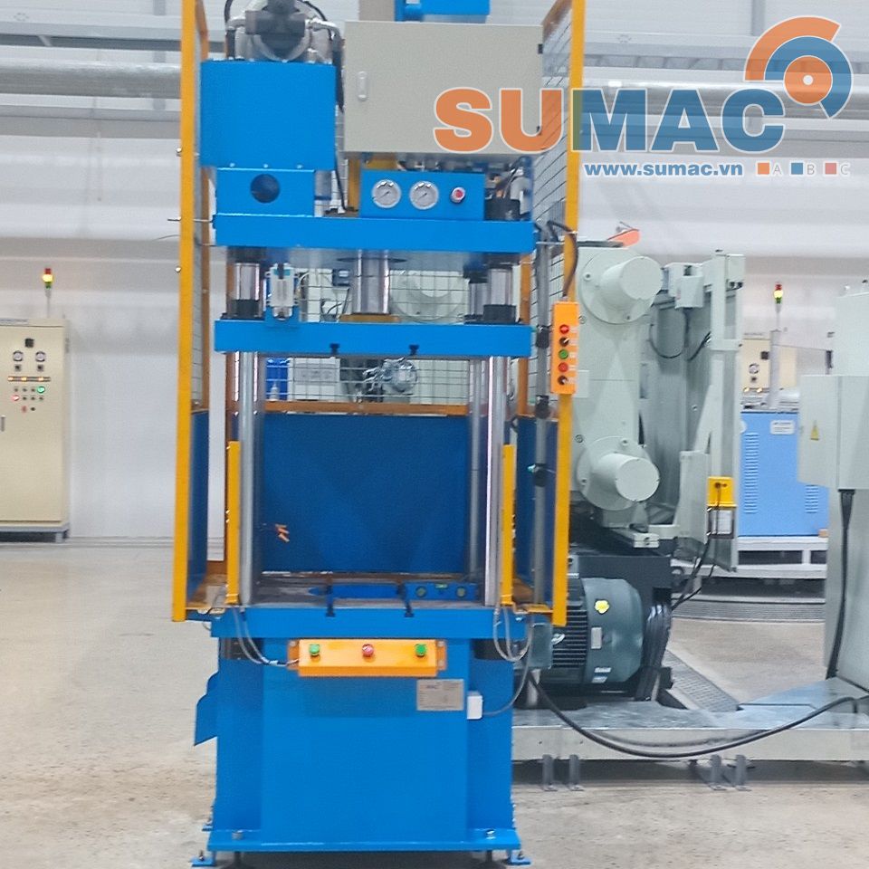 Máy ép thủy lực 4 trụ cắt ba via  nhôm đúc