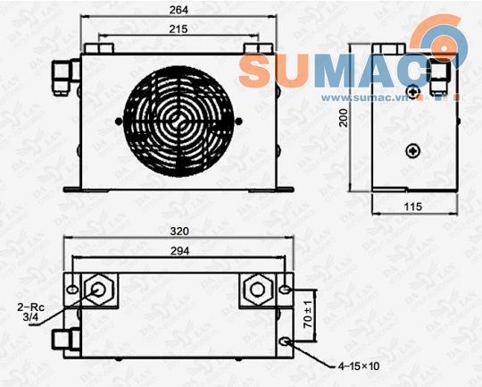Kích thước quạt làm mát AH0608T-CA