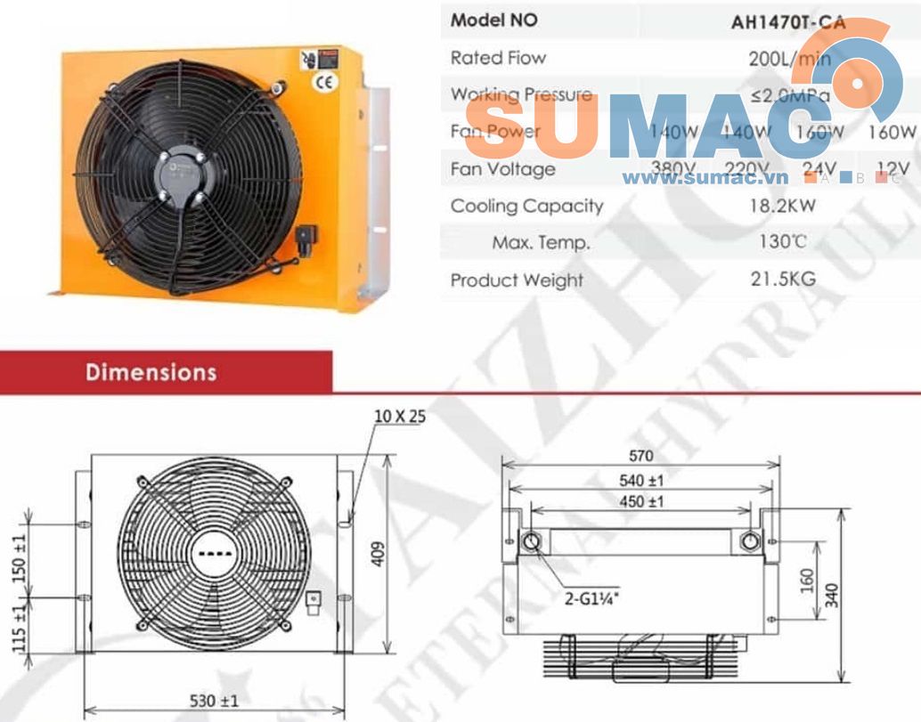 két làm mát, giải nhiệt dầu 200 lít/phút