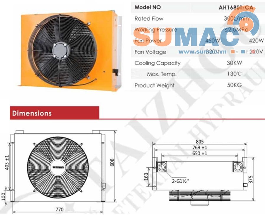 két làm mát, giải nhiệt dầu 300 lít/phút