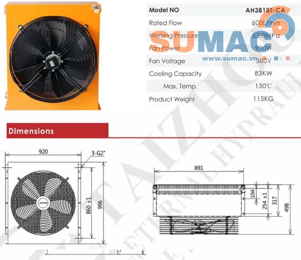 két làm mát, giải nhiệt dầu 600 lít/phút