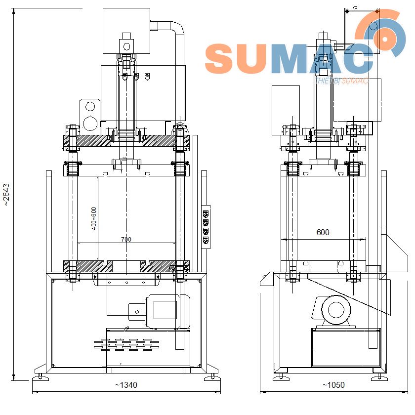 bản vẽ máy ép thủy lực