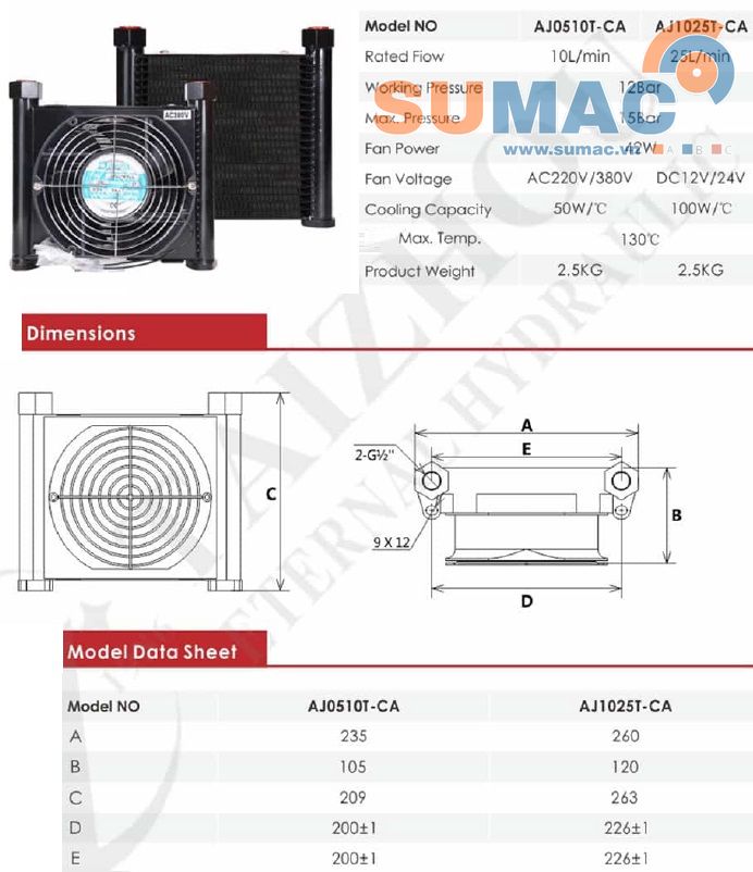 Két làm mát dầu 10, 25 lít/phút