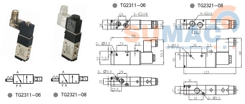 Van điện từ khí nén TG2311-06, TG2321-08