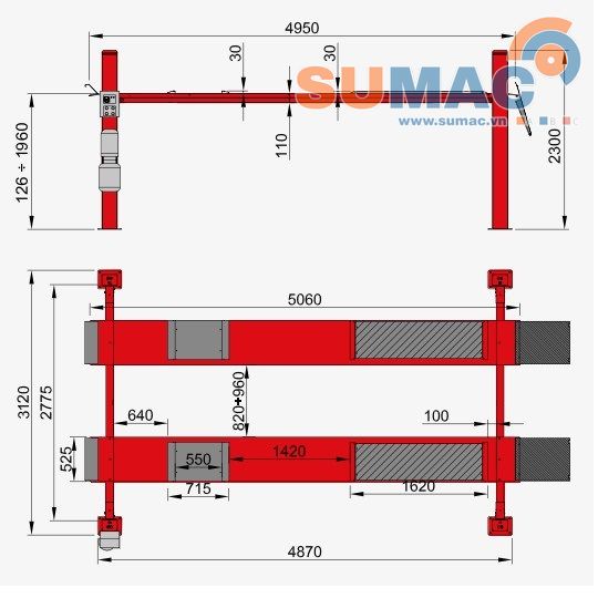 cẩu nâng 4 trụ giá rẻ
