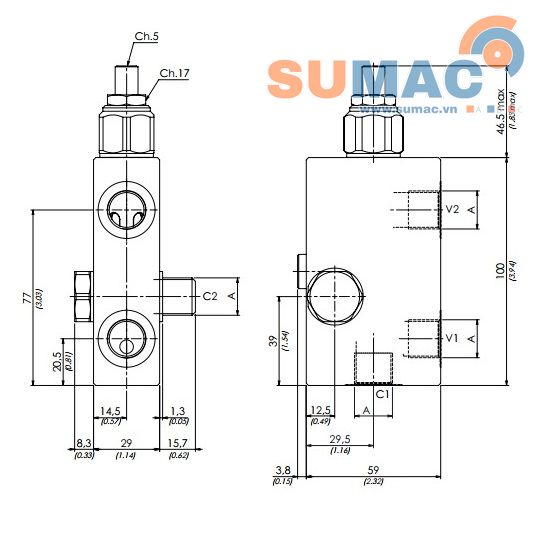 Kích thước van cân bằng thủy lực VBCB