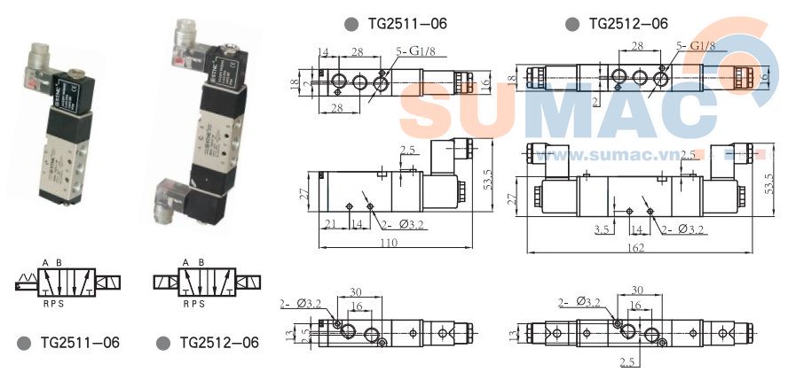 van điện tử khí nén TG2511-06, TG2522-06