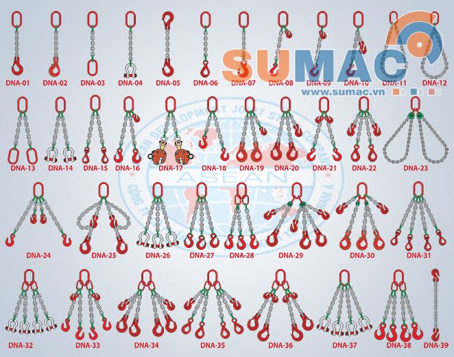 Tổng hợp các mẫu xích cẩu hàng, sling, xích chùm cẩu hàng